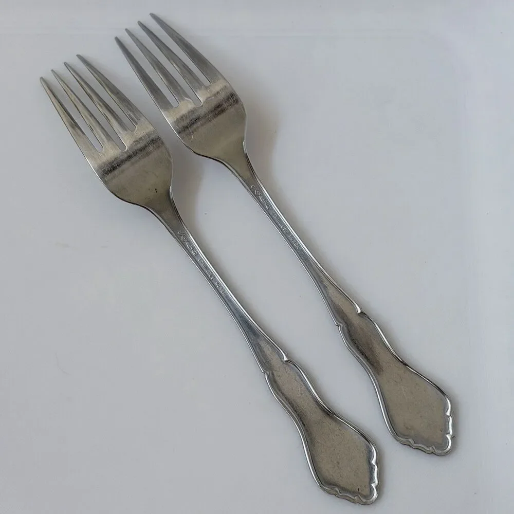 2pc Stanley Roberts Glendale Dinner Forks 7 1/2”Stainless Rogers Burnished Korea